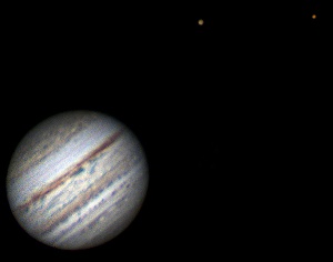 Jupiter - Ganymede and Io  by Terry Riopka