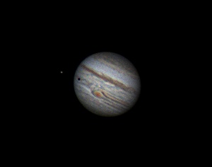 Jupiter - Red Spot and Io Transit  by Terry Riopka