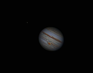 Jupiter - Red Spot and Io  by Terry Riopka